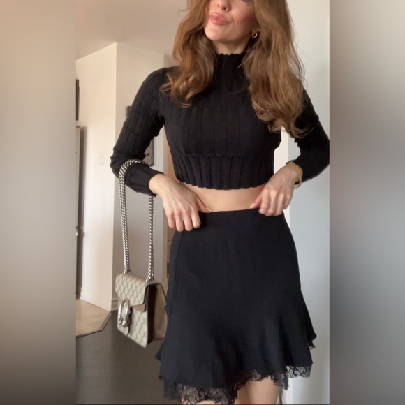 Zara Dresses & Skirts - Black Skirt with Lace Trim